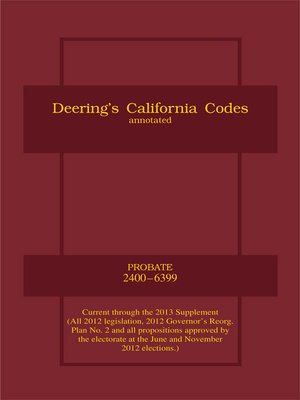 cover image of Deering's California Probate Code, Annotated